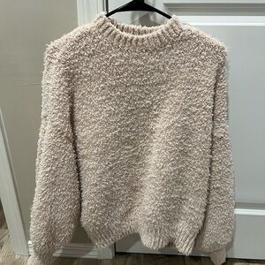Zara Plush Cream Crewneck Sweater